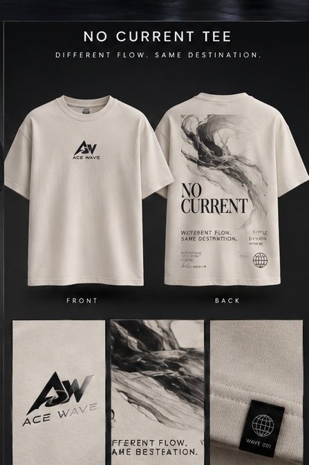 No Current Tee front and back concept
